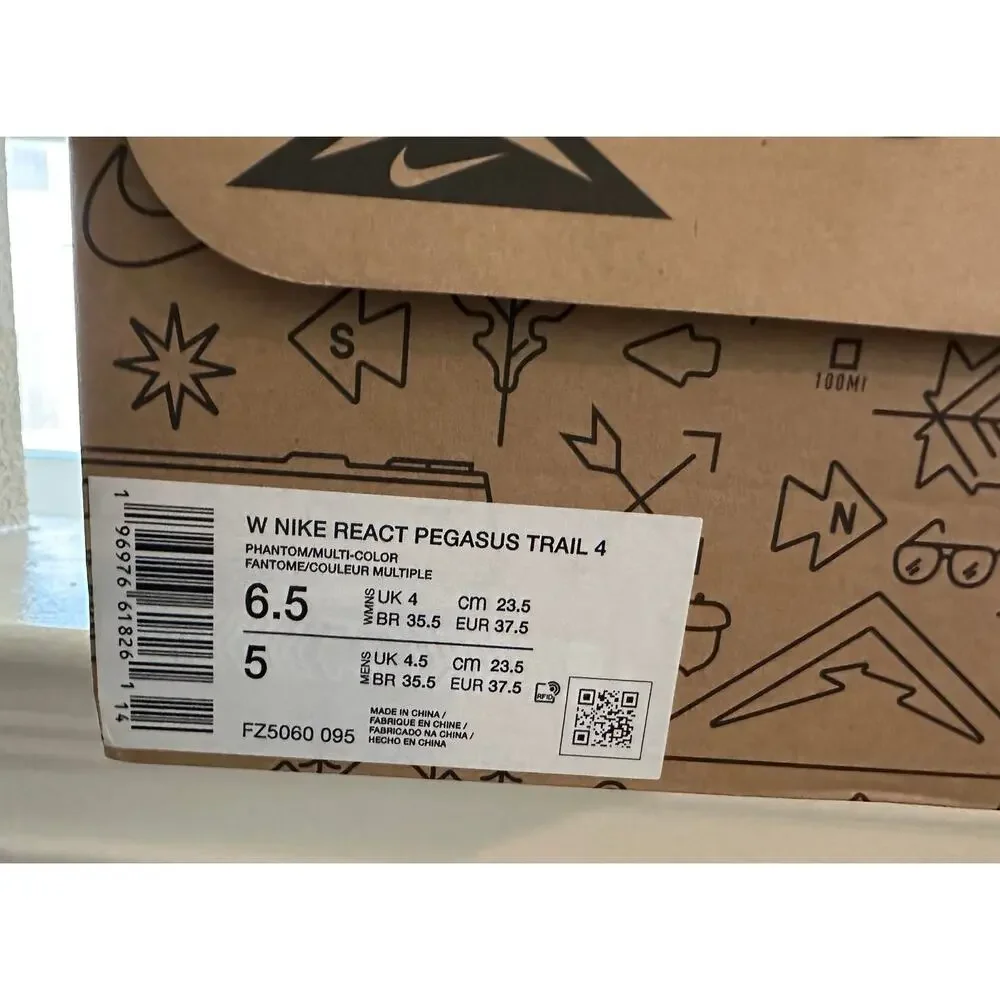 New Nike React Pegasus Trail 4 Phantom Multi-Color Women Size 6.5